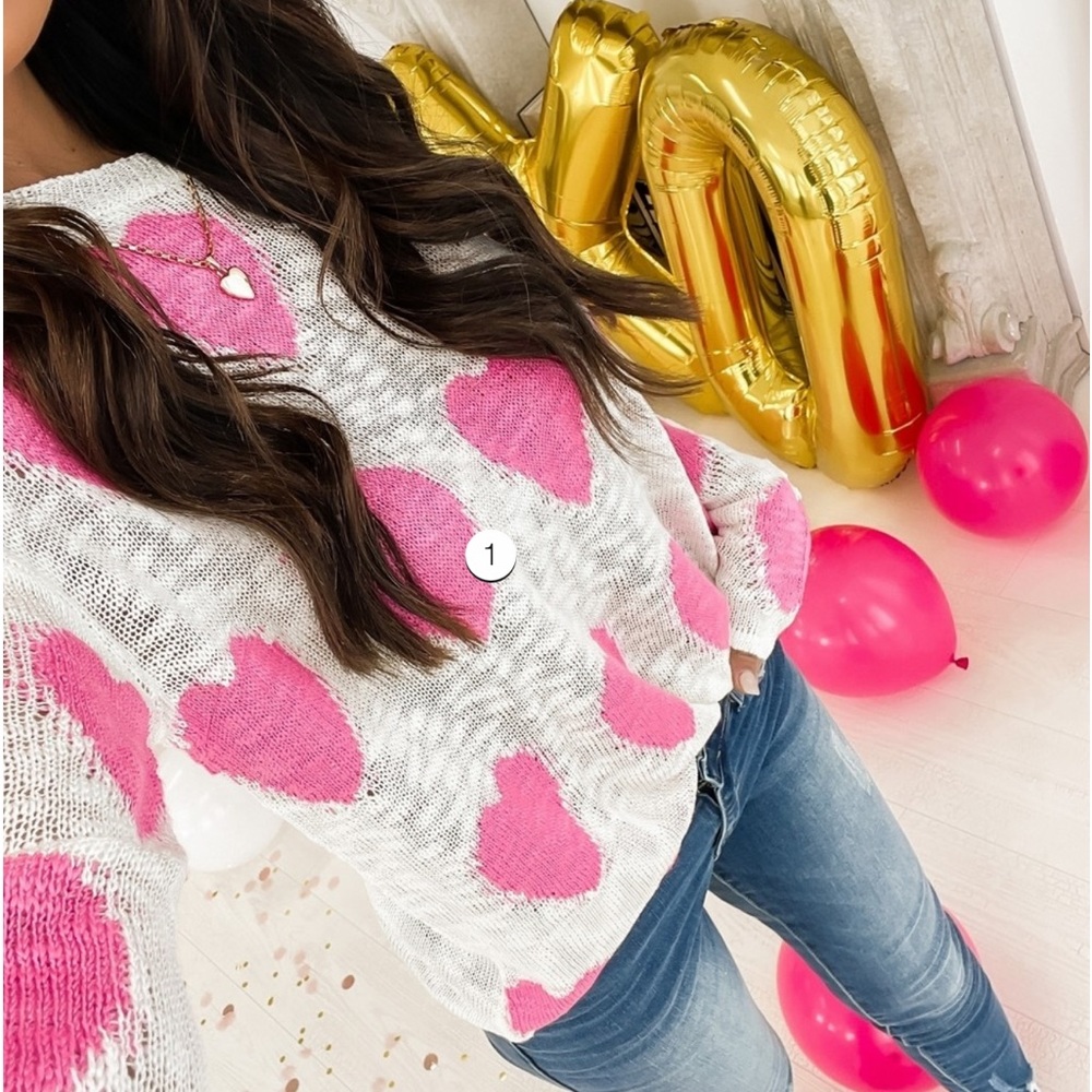 Pink lily heart sweater